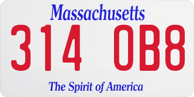 MA license plate 314OB8