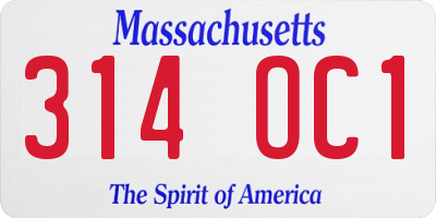 MA license plate 314OC1