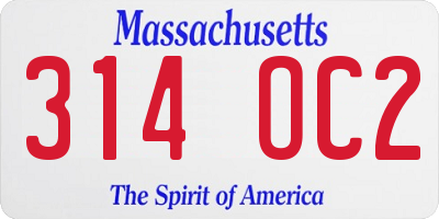 MA license plate 314OC2