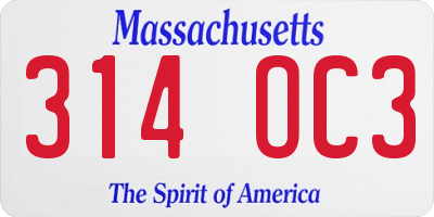 MA license plate 314OC3
