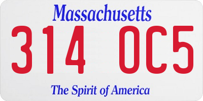 MA license plate 314OC5
