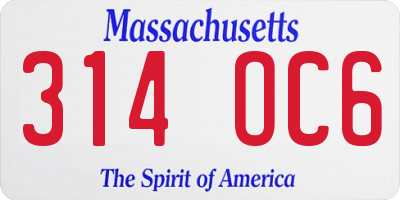 MA license plate 314OC6