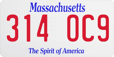 MA license plate 314OC9