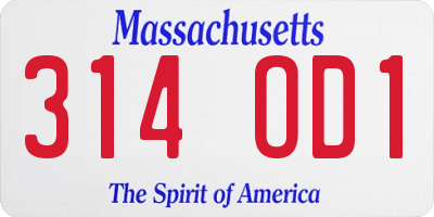 MA license plate 314OD1