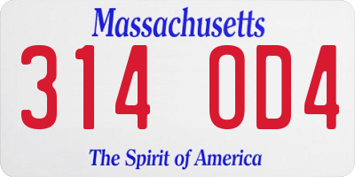 MA license plate 314OD4