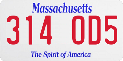 MA license plate 314OD5