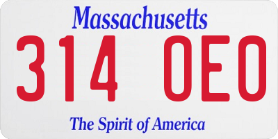 MA license plate 314OE0