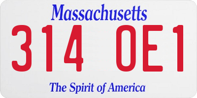 MA license plate 314OE1
