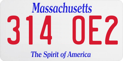 MA license plate 314OE2