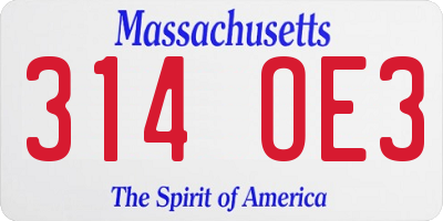 MA license plate 314OE3