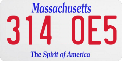 MA license plate 314OE5