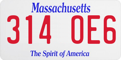 MA license plate 314OE6