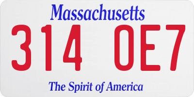 MA license plate 314OE7