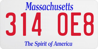 MA license plate 314OE8