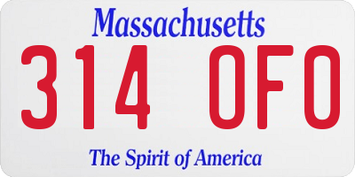 MA license plate 314OF0
