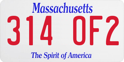 MA license plate 314OF2