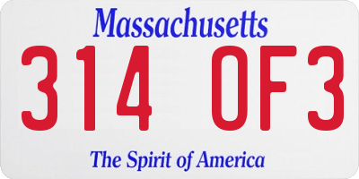 MA license plate 314OF3