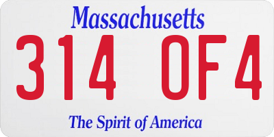 MA license plate 314OF4