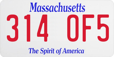 MA license plate 314OF5