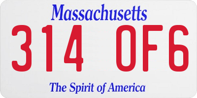 MA license plate 314OF6