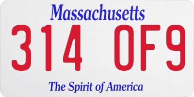 MA license plate 314OF9