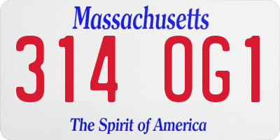 MA license plate 314OG1