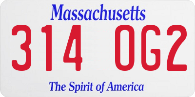 MA license plate 314OG2