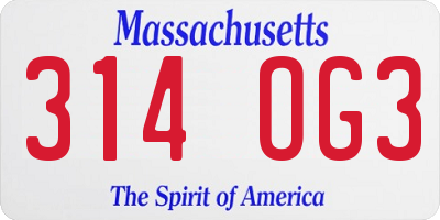 MA license plate 314OG3