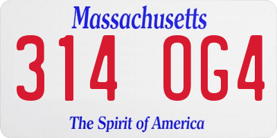 MA license plate 314OG4