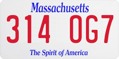 MA license plate 314OG7