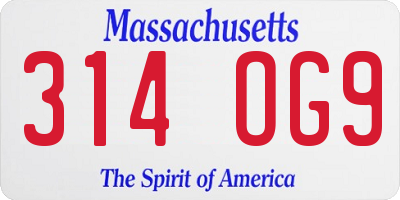 MA license plate 314OG9