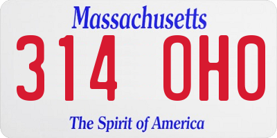 MA license plate 314OH0