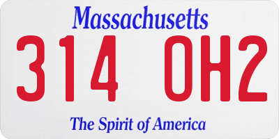 MA license plate 314OH2