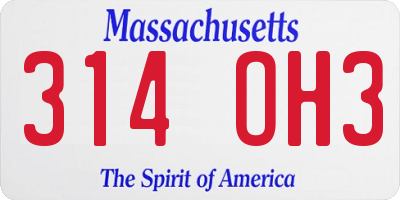 MA license plate 314OH3