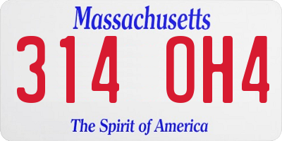 MA license plate 314OH4