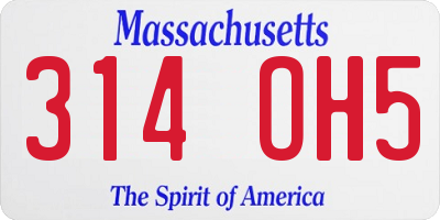 MA license plate 314OH5