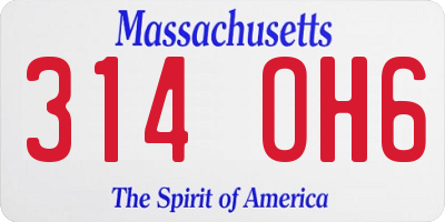 MA license plate 314OH6