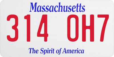MA license plate 314OH7