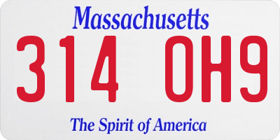 MA license plate 314OH9