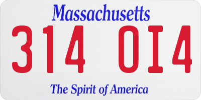 MA license plate 314OI4