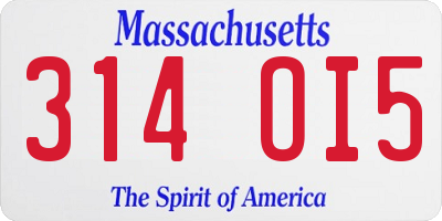 MA license plate 314OI5
