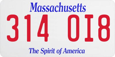 MA license plate 314OI8