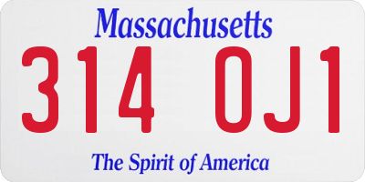 MA license plate 314OJ1