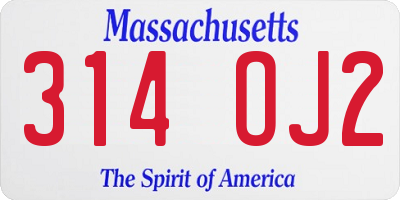 MA license plate 314OJ2