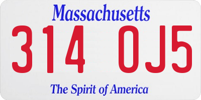 MA license plate 314OJ5