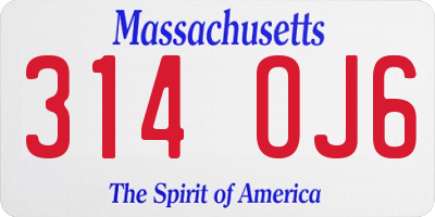 MA license plate 314OJ6