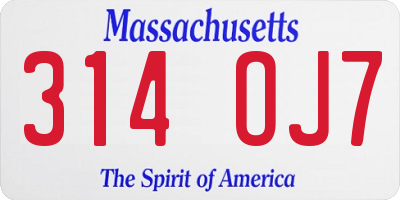 MA license plate 314OJ7