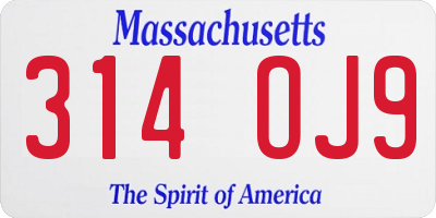 MA license plate 314OJ9