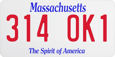 MA license plate 314OK1