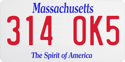 MA license plate 314OK5